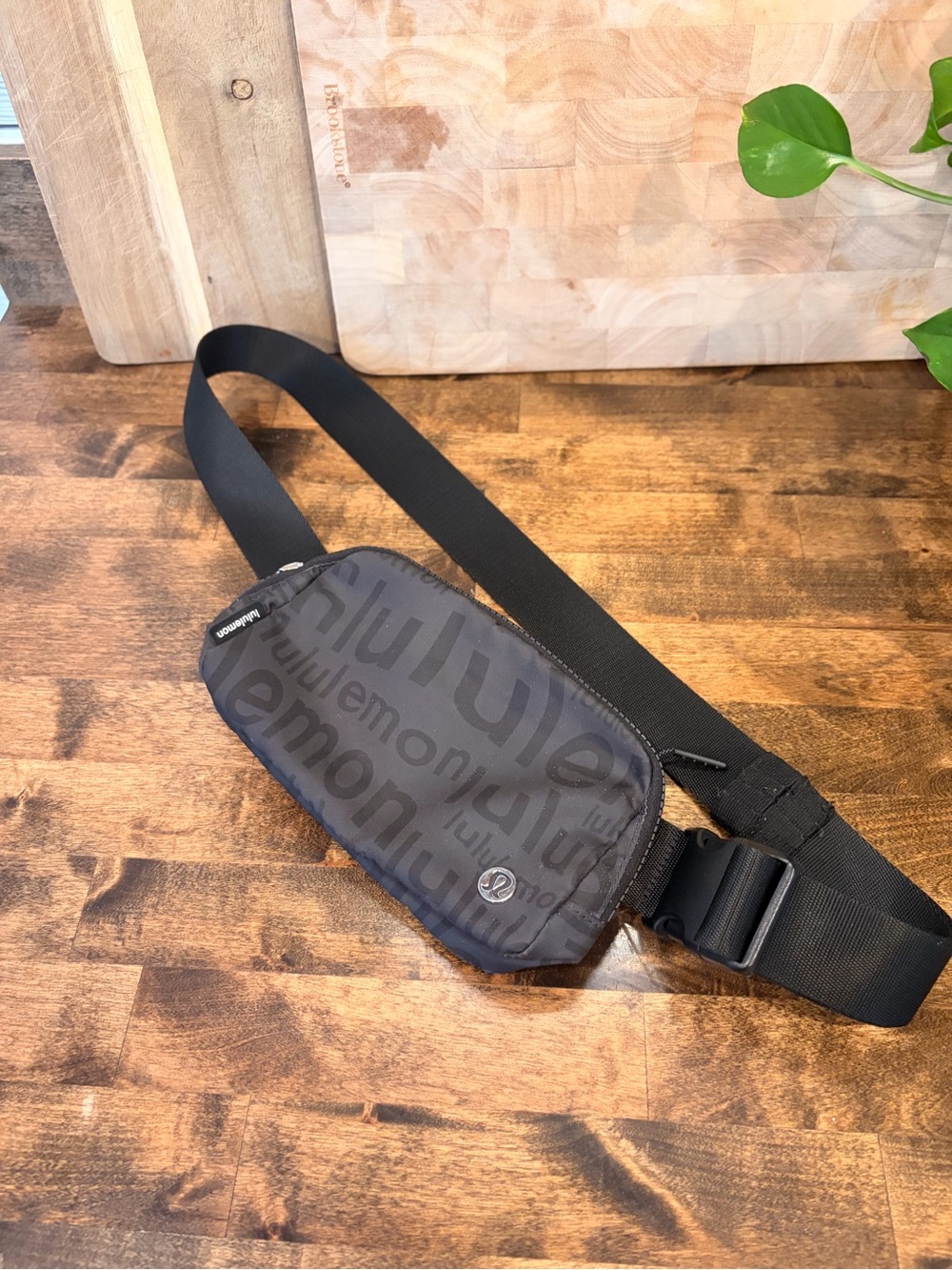 lululemon athletica Black Logo Sling Belt Bag